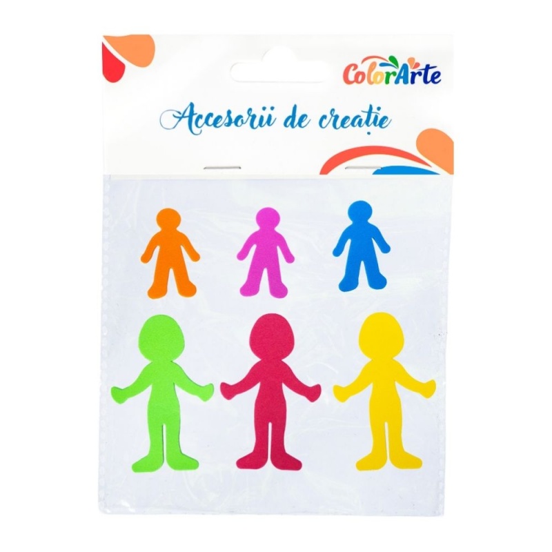 Forme decorative - hartie gumata autoadeziva - siluete umane, Colorarte, MTCR-EA240, set 6 buc