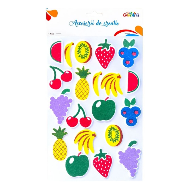 Forme decorative - hartie gumata autoadeziva - fructe, Colorarte, MTCR-EA676, 18x11cm