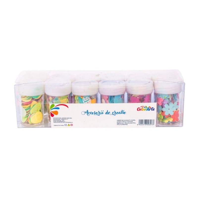 Accesorii creatie - paiete diverse, set 12 recipiente x 6g, Colorarte MTLP-2H6GP