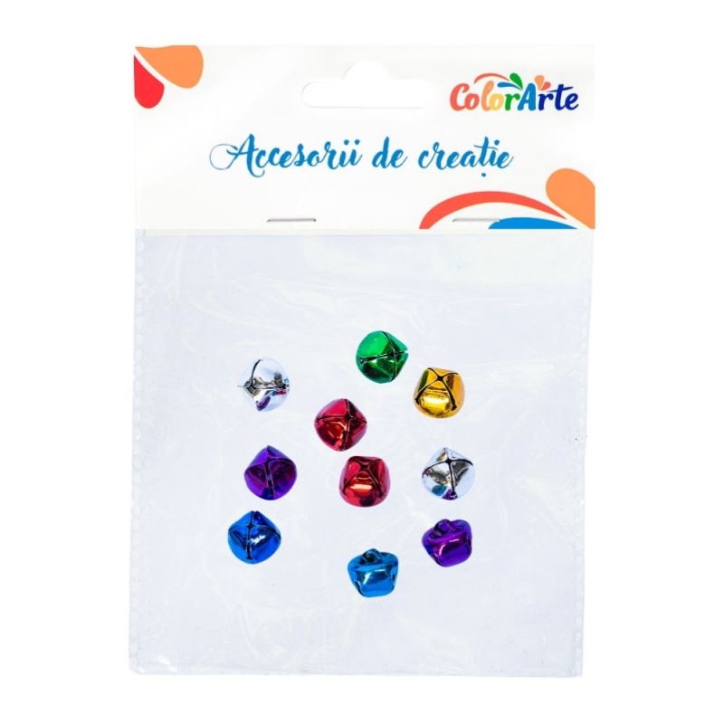 Accesorii creatie - clopotei rotunzi metal, diverse culori, 13mm, set 10 buc, Colorarte MTCR-BD161