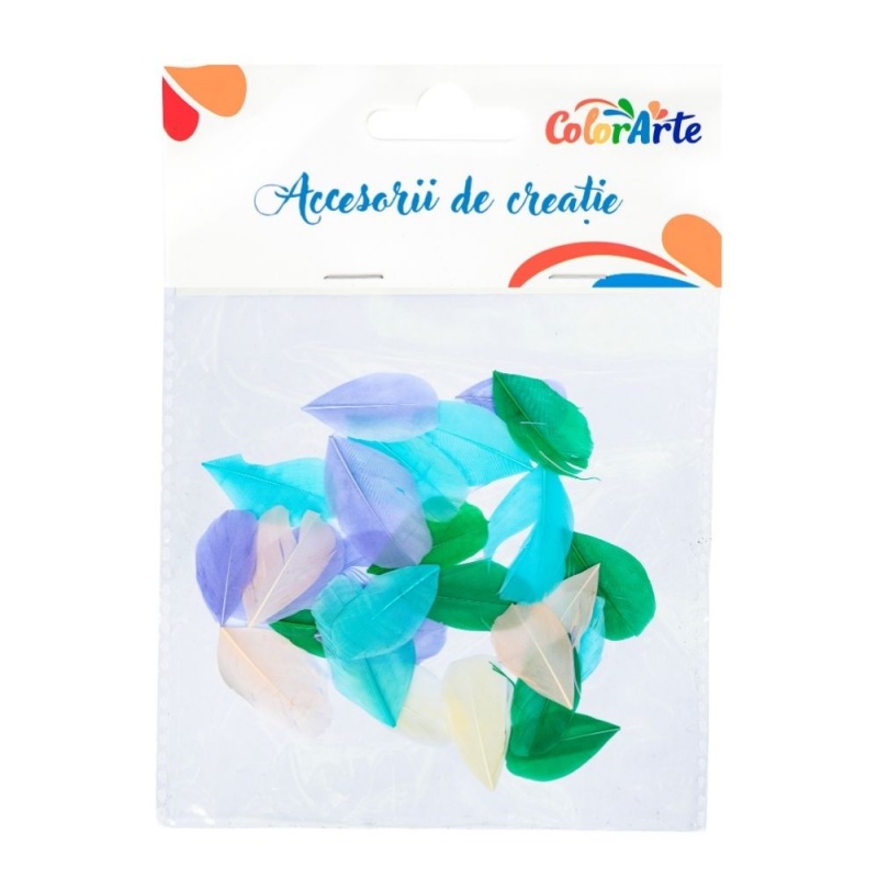 Accesorii creatie - pene colorate, 6-7cm, set 25 buc, Colorarte MTCR-FE024