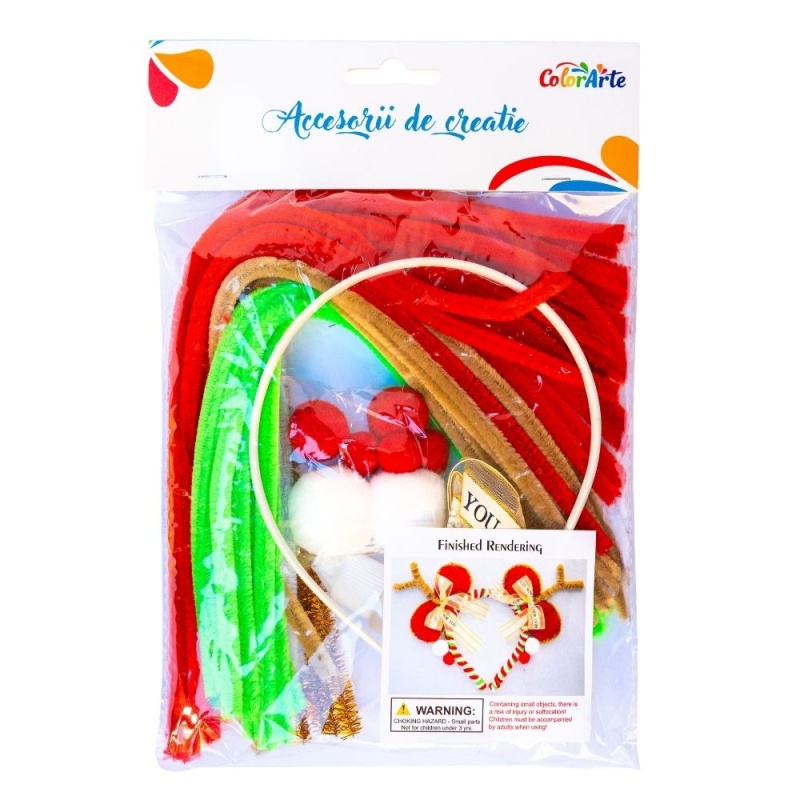 Accesorii creatie - set bentita DIY sarma plusata, Pom-Pom, fundite - Colorarte, MTHB-010