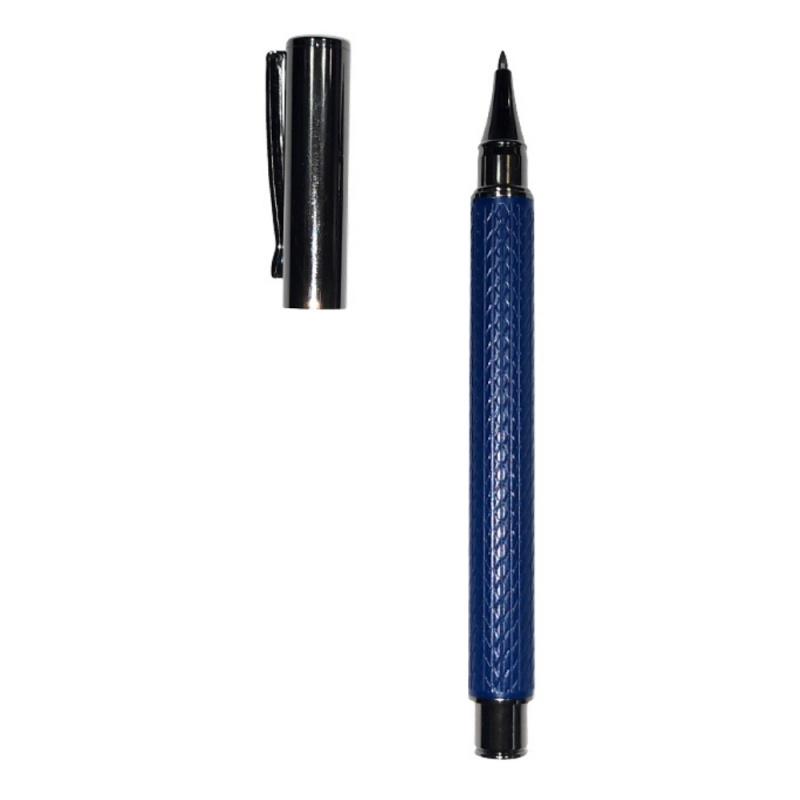 Roller metalic CNX 807, 1.0mm, corp albastru inchis imitatie piele, capac grafit