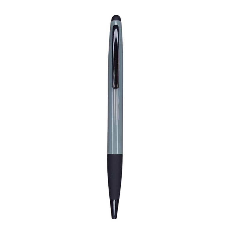Pix retractabil cu touch CNX E-2, 1.0mm, metalic, pentru inscriptionat, corp gri inchis, clips negru