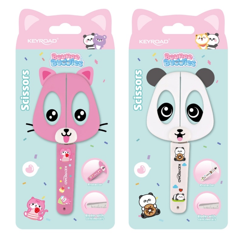Foarfeca 13.9cm Keyroad Bounce Buddies KR980073, plastic, prescolari, protectie copii, model panda