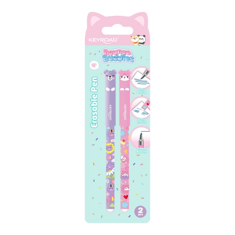 Pix cu gel Keyroad BBC KR980037, 0.7mm, cu stergere, culori pastel, blister 2 bucati