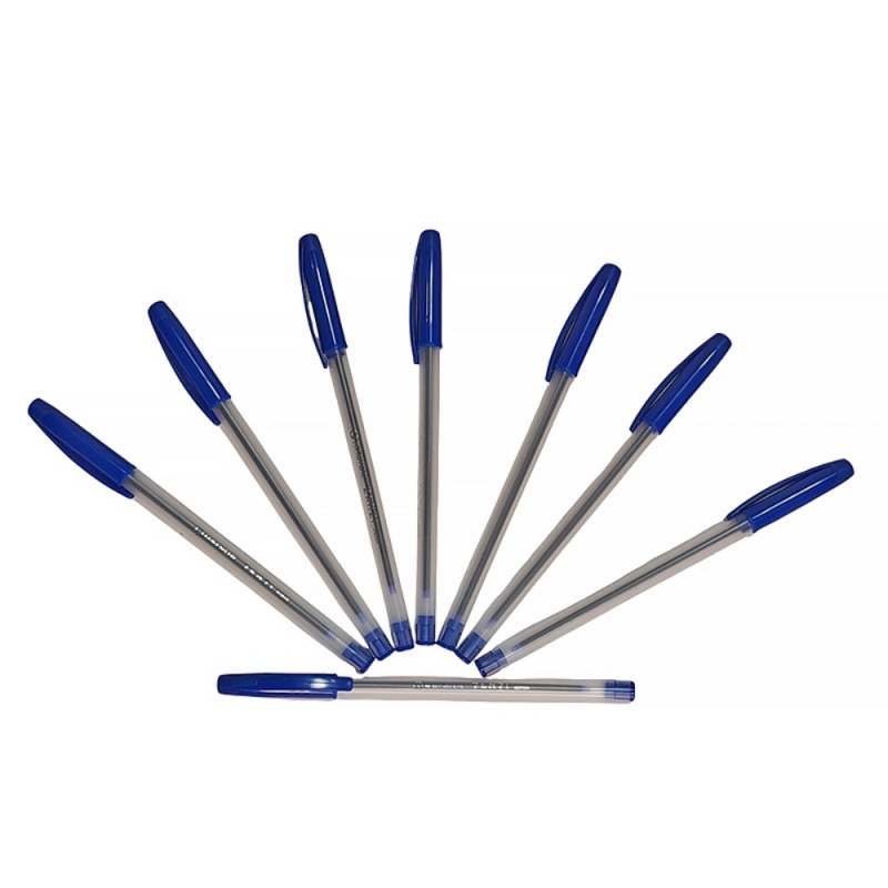 Blister 10x Pix cu bila Radius Zanzi, 1.0mm, cu capac, corp alb semitransparent, scris albastru