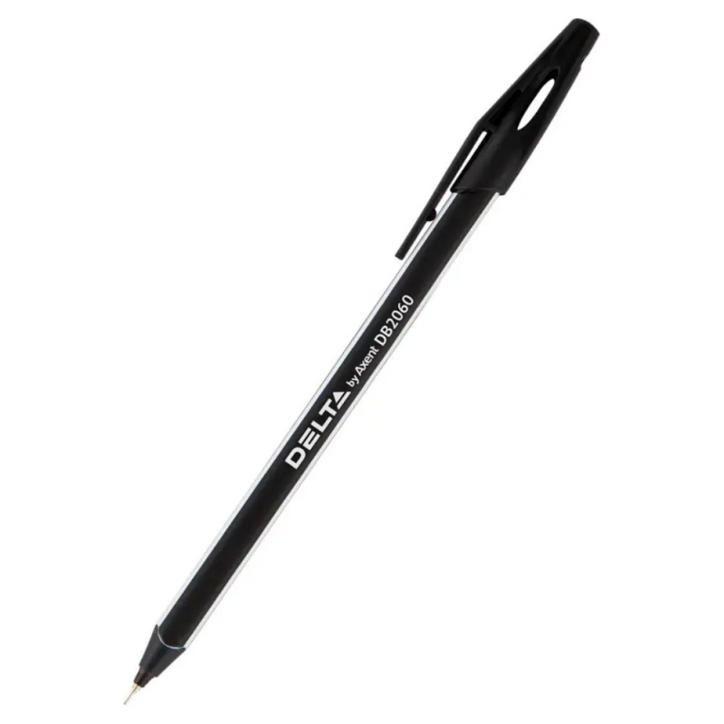 Pix cu bila Axent Delta DB2026, 0.7mm, Tri Grip, cu capac, corp negru, scris negru