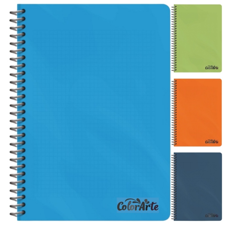 Caiet cu spirala plastic A4 Colorarte, 100 file, matematica, colturi rotunjite, coperta plastic 350microni, 70g/mp