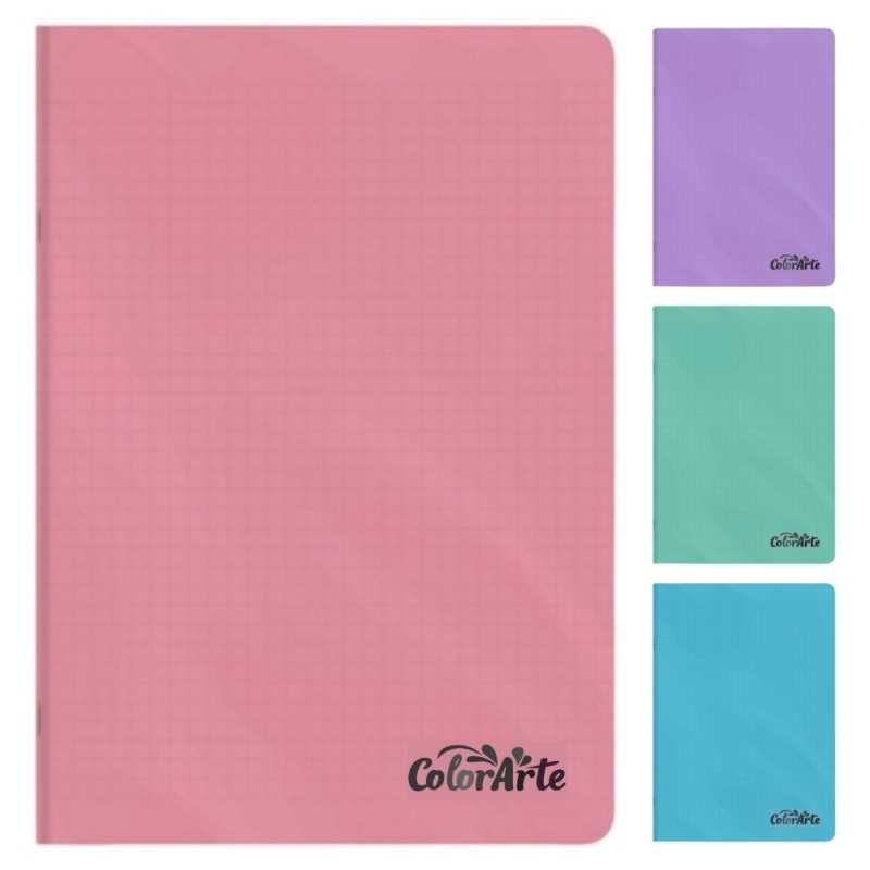 Caiet scolar A5 Colorarte, 48Β file, matematica, colturi rotunjite, coperta plastic, culori macarons, 70g/mp