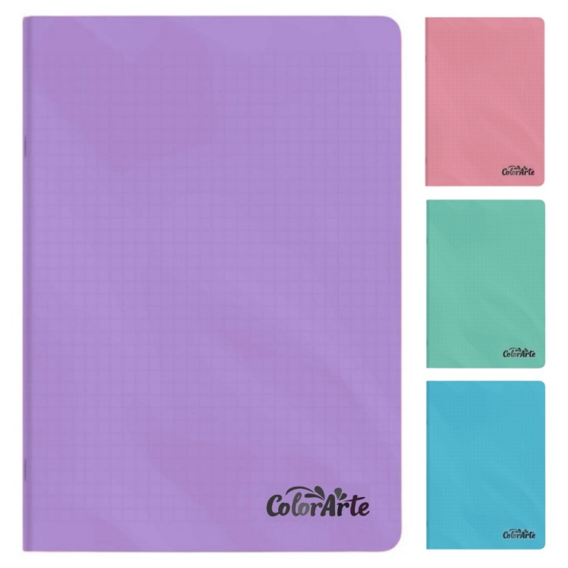 Caiet scolar A4 Colorarte, 60  file, matematica, colturi rotunjite, coperta plastic, culori macarons, 70g/mp