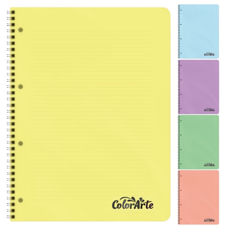 Caiet cu spirala metalica A4 Colorarte, 120 file, matematica, coperta plastic 350microni, 70g/mp, separatoare cu index