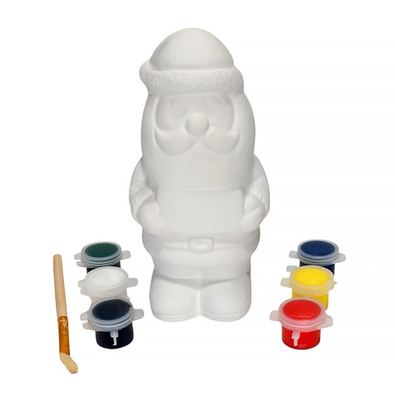 Accesorii creatie ceramica - Mos Craciun, pentru pictat / colorat + 6 culori si pensula, Colorarte BS2638