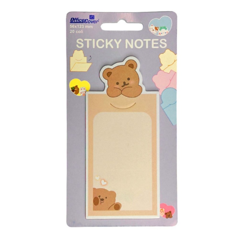 Notes adeziv Office Cover BP0051, 56x123mm, animalute, 20 coli/blister