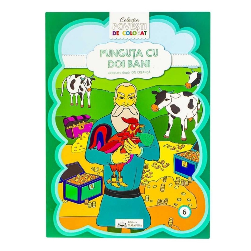 Carte de colorat A4, Editura Maistra cu poveste, Punguta cu doi bani, ISBN 826-8, 28pagini