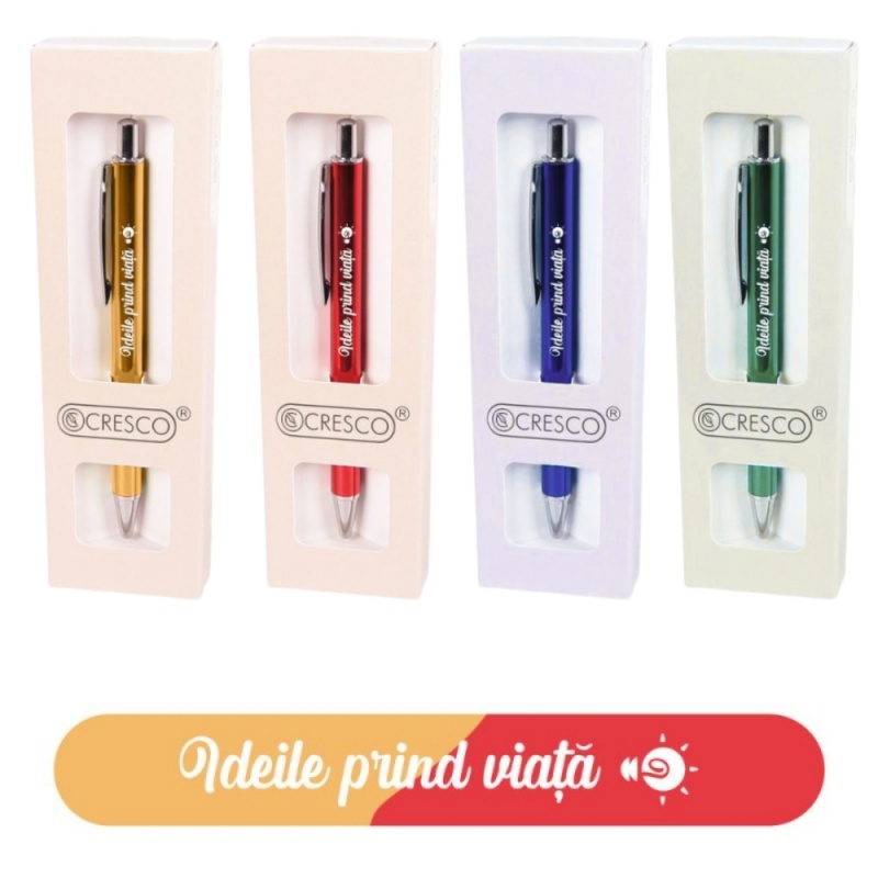 Pix cu bila Cresco, corp metalic, diverse culori, personalizat "Ideile prind viata"