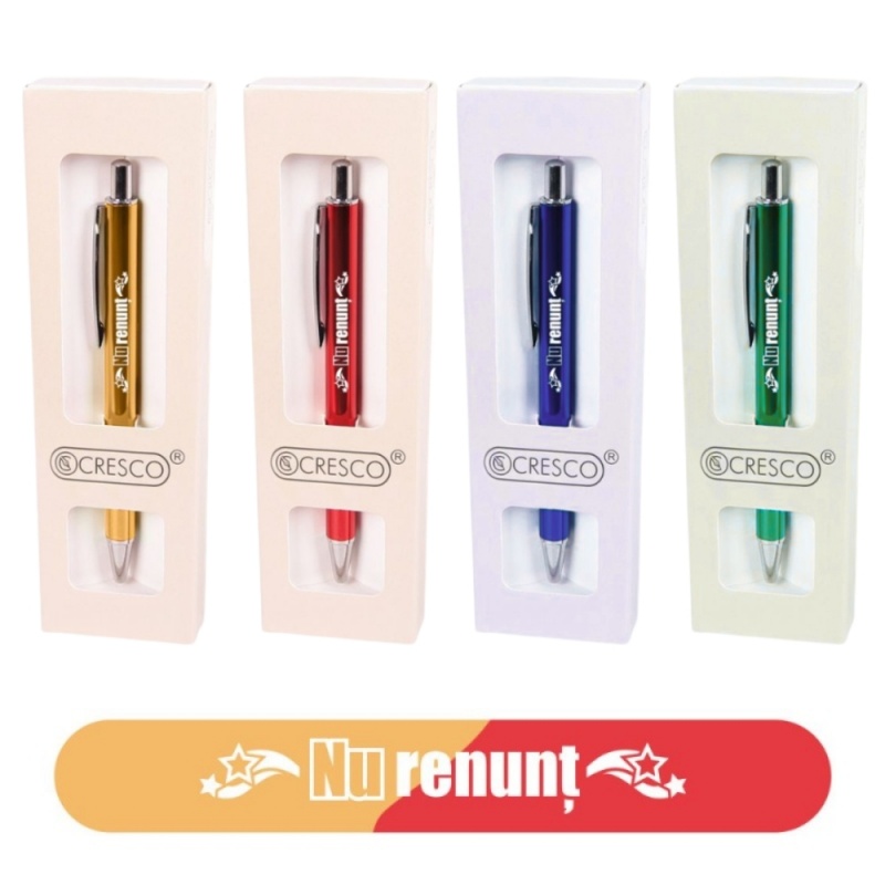 Pix cu bila Cresco, corp metalic, diverse culori, personalizat "Nu renunt"