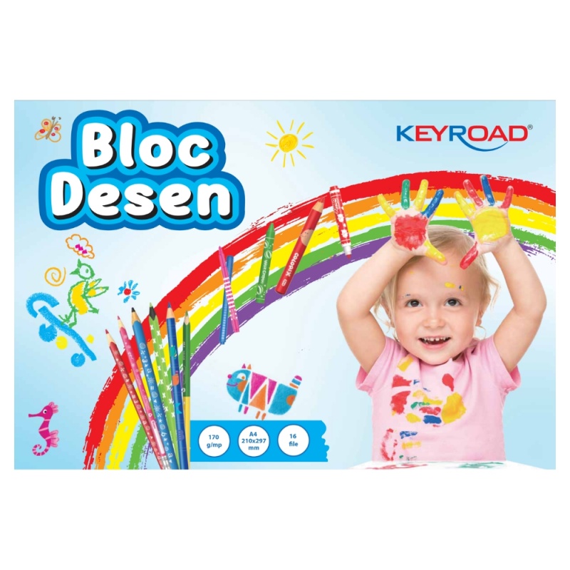 Bloc de desen A4 Keyroad, 16 file, 170g/mp, landscape