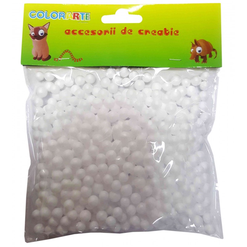 Accesorii creatie - polistiren - bile, alb, 0.5cm, Colorarte, 23166