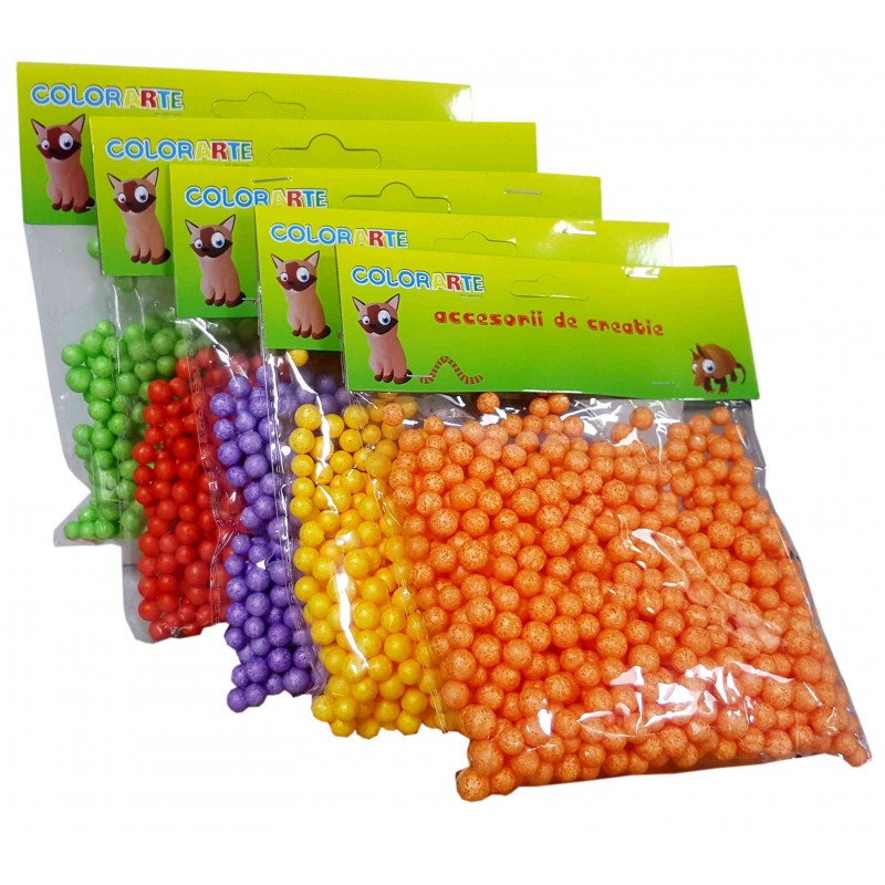 Accesorii creatie - polistiren - bile, diverse culori, 0.5cm, Colorarte, 23166