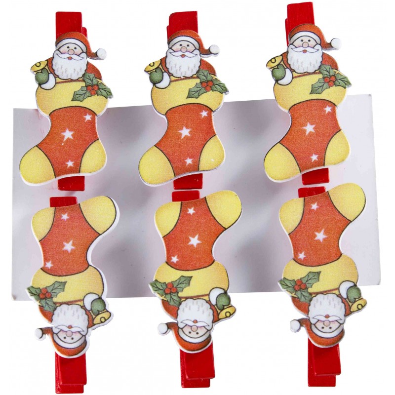 Accesorii creatie - lemn - carlig colorat cizmulita Craciun, colorat, 4.5cm, set 6 buc, Colorarte