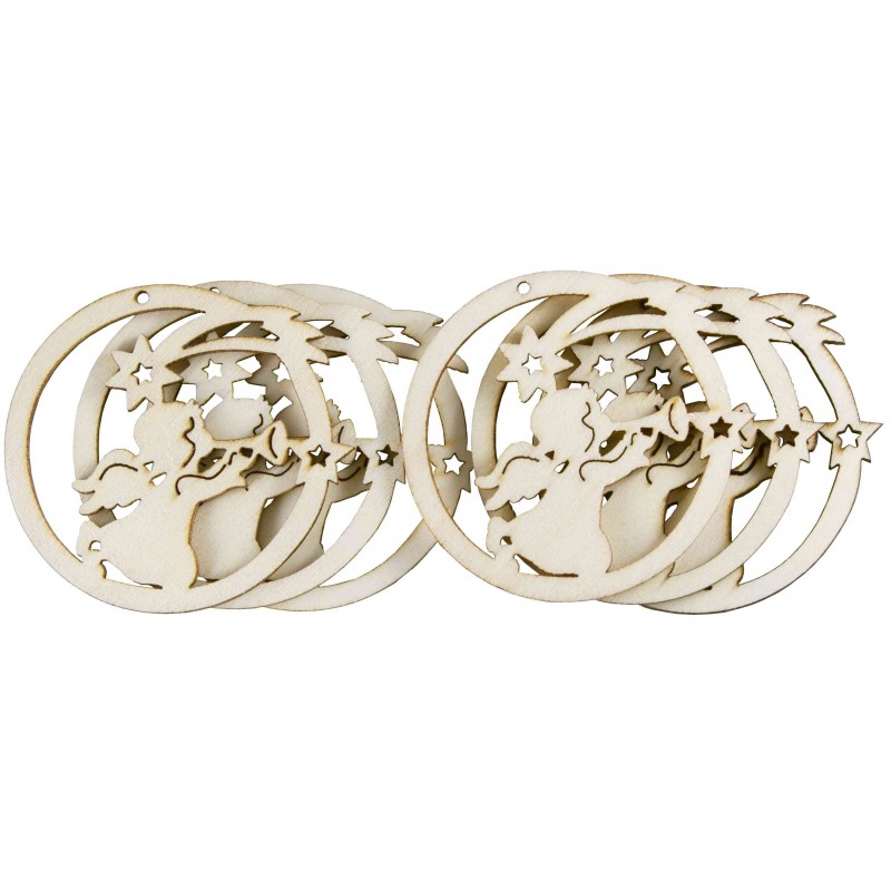 Accesorii creatie - lemn decupat - glob cu ingeras, set 6 buc, Colorarte
