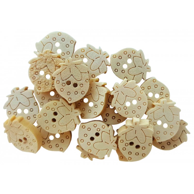 Accesorii creatie - lemn - nasturi capsuna, natur, set 20 buc, Colorarte