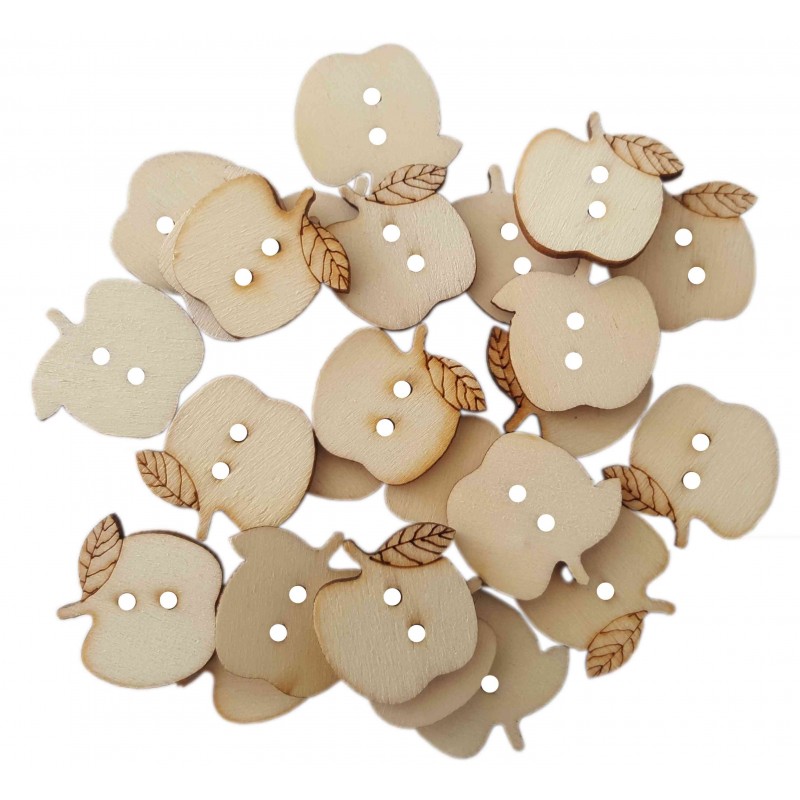 Accesorii creatie - lemn - nasturi mar, natur, set 30 buc, Colorarte