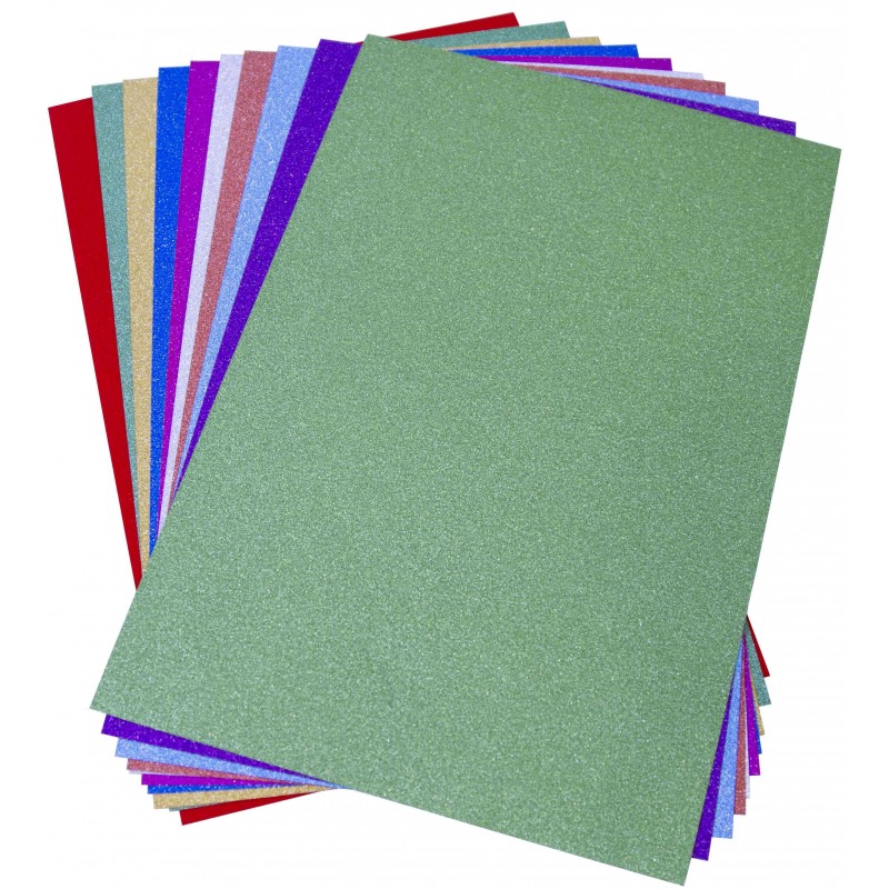 Hartie autocolanta A4 - fara model, 80g, cu sclipici, set 10 coli, Colorarte
