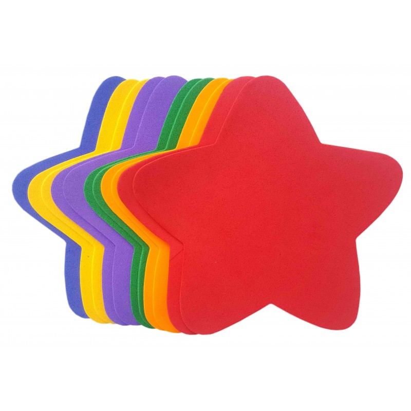 Forme decorative - hartie gumata - stea, 14x15cm, 1mm, diverse culori, set 12 buc, Colorarte