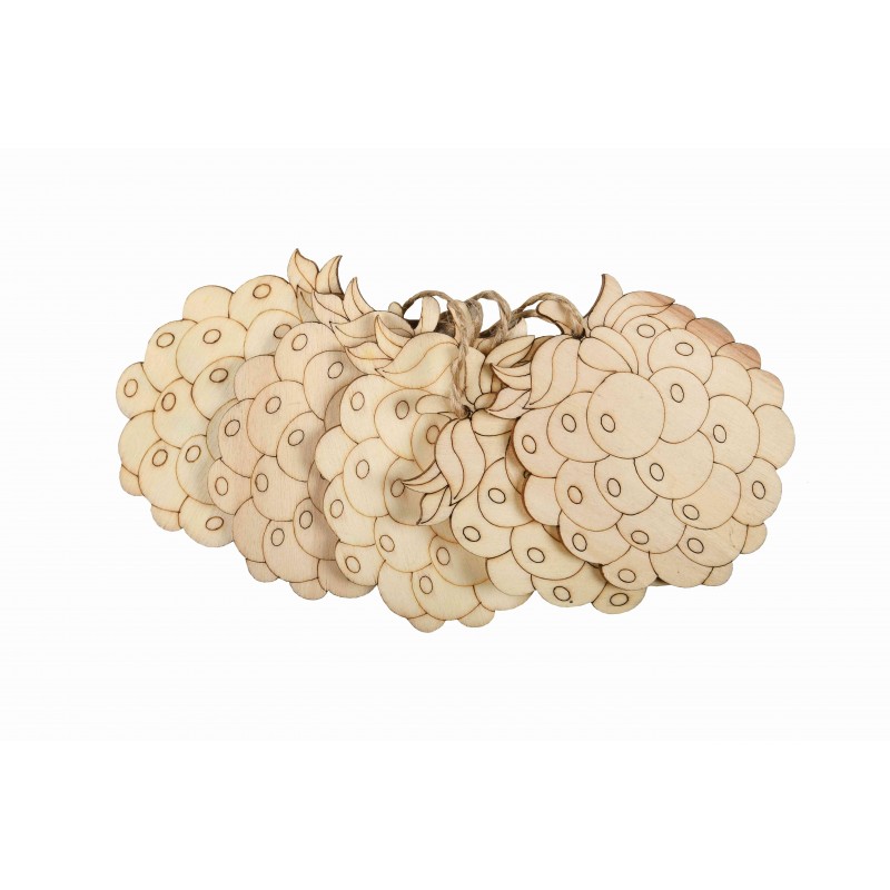 Accesorii creatie - lemn pirogravura cu sfoara - ananas, 7x7cm, set 5 buc, Colorarte