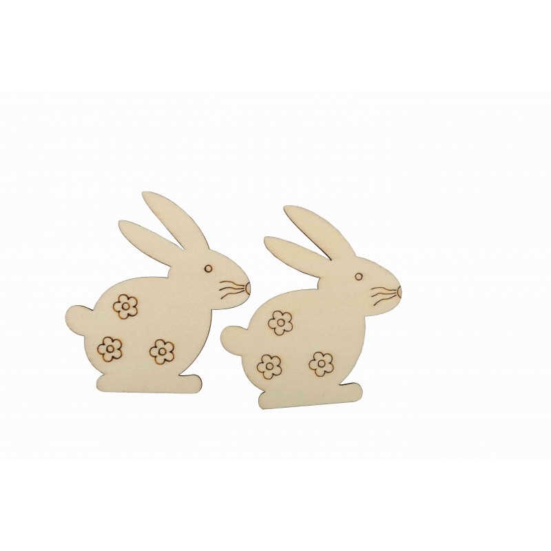 Accesorii creatie - lemn pirogravura cu sfoara - iepuri, 8cm, set 5 buc, Colorarte