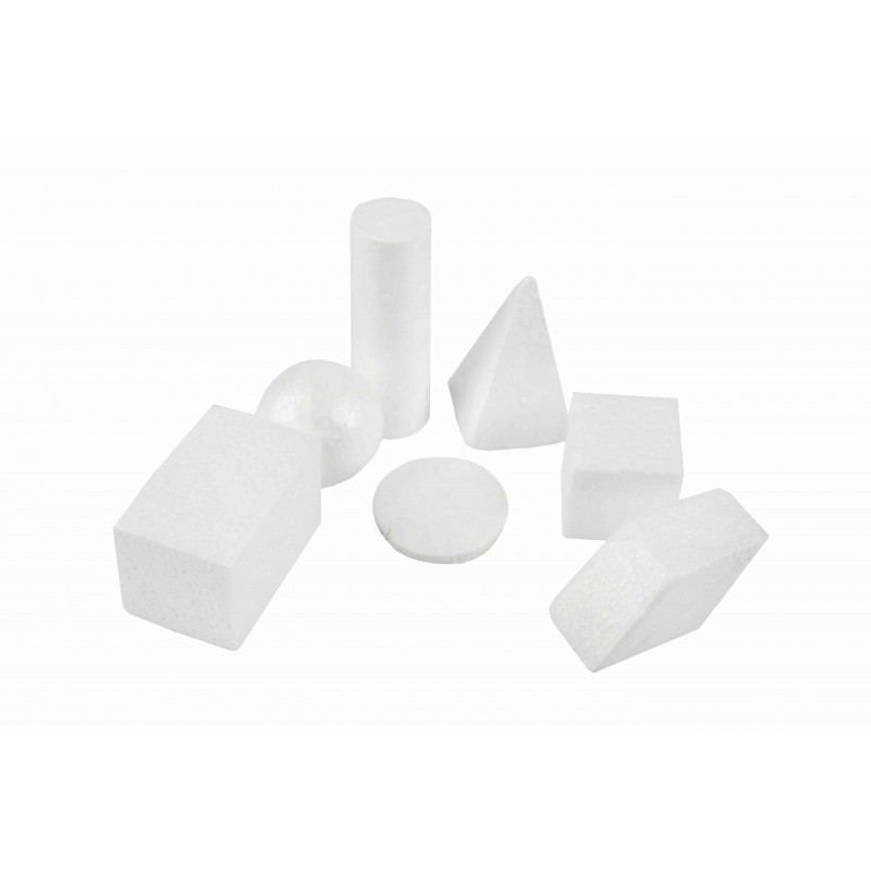 Accesorii creatie - polistiren - forme geometrice, alb, set 7 buc, Colorarte