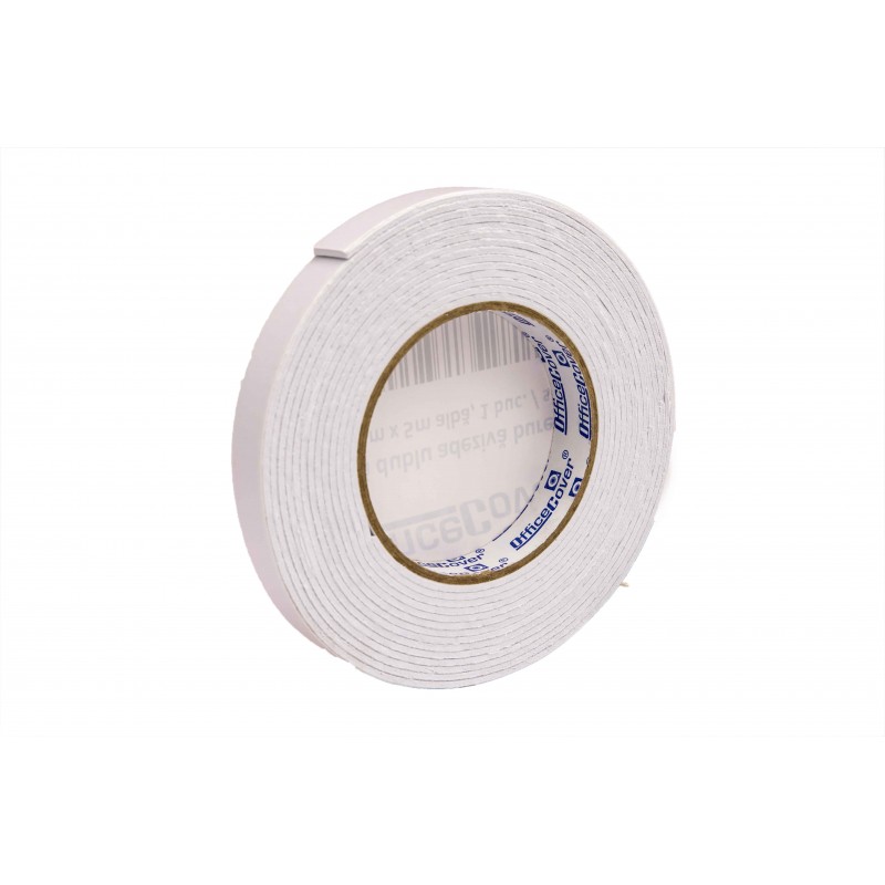 Banda dublu adeziva Office-Cover, buretata, 18mm x 5m, alb