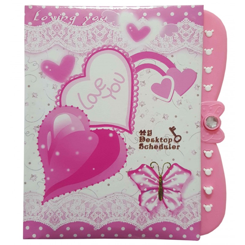 Jurnal CNX Love you MS03018, 11x15cm, 128 pagini, coperta carton roz, cu cifru