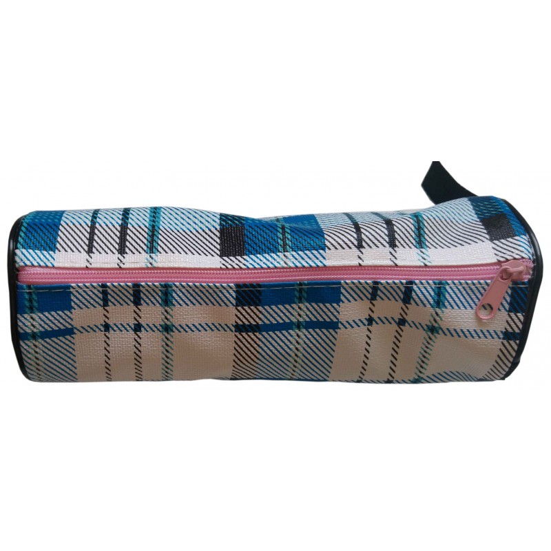 Penar neechipat CNX in dungi, 1 fermoar, albastru cu alb, cilindric, textil, 203-A