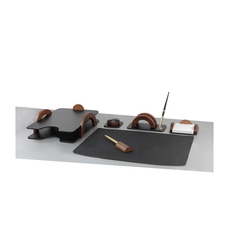 Set pentru birou Bestar Beijing 6256FDX, lemn de nuc, 6 piese, negru